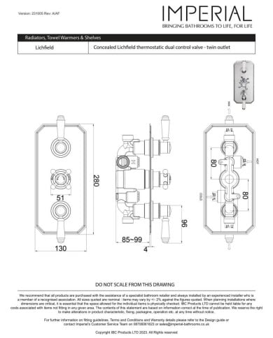 Mitigeur 2 sorties Lichfield Imperial Mitigeur 2 sorties Lichfield Imperial