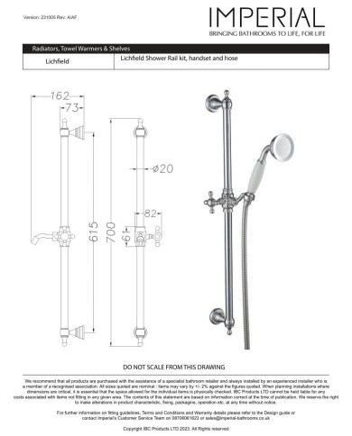 Kit douche encastré Imperial | Lichfield Rétro Chromé