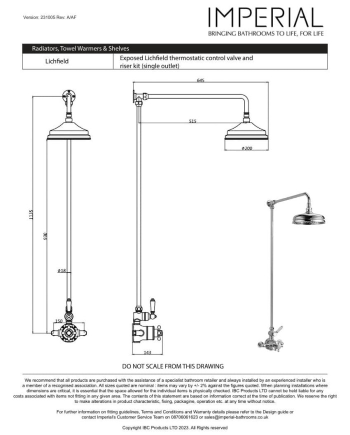 Kit de douche Lichfield Imperial