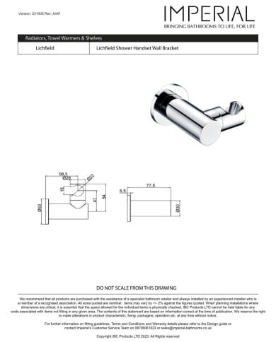 Support douchette Lichfield Imperial Support douchette Lichfield Imperial