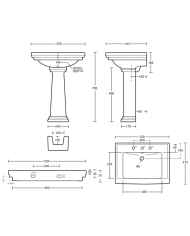 Petit Lavabo 520mm colonne Astoria Deco Imperial
