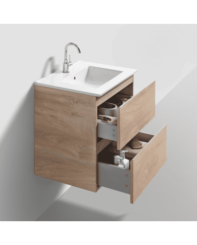 Meuble 60cm 2 tiroirs + miroir LED - InBe - Clou Meuble 60cm 2 tiroirs + miroir LED - InBe - Clou