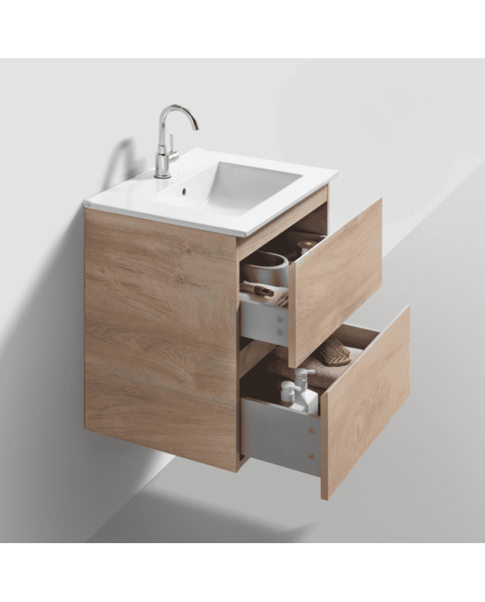 Meuble 60cm 2 tiroirs + miroir LED - InBe - Clou Meuble 60cm 2 tiroirs + miroir LED - InBe - Clou