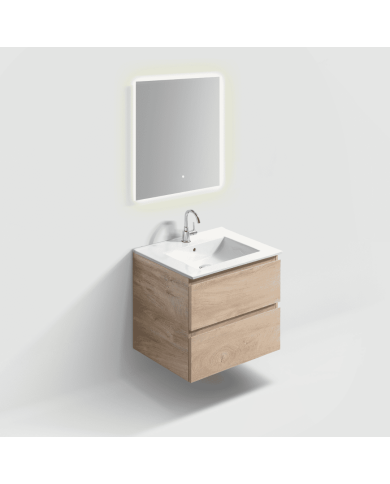 Meuble 60cm 2 tiroirs + miroir LED - InBe - Clou Meuble 60cm 2 tiroirs + miroir LED - InBe - Clou