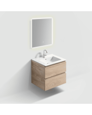 Meuble 60cm 2 tiroirs + miroir LED - InBe - Clou Meuble 60cm 2 tiroirs + miroir LED - InBe - Clou