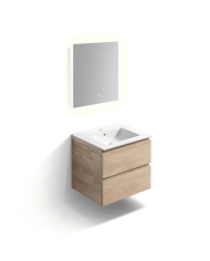 Meuble 60cm 2 tiroirs + miroir LED - InBe - Clou Meuble 60cm 2 tiroirs + miroir LED - InBe - Clou