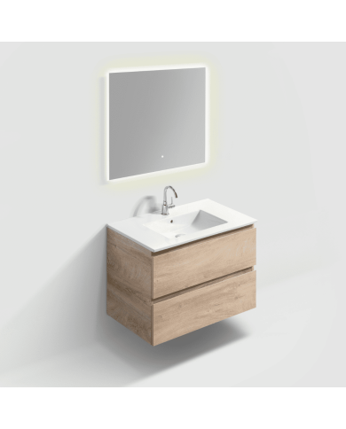 Meuble 80cm 2 tiroirs + miroir LED - InBe - Clou Meuble 80cm 2 tiroirs + miroir LED - InBe - Clou
