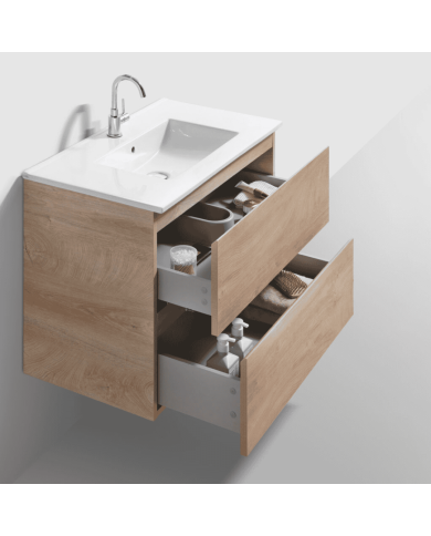 Meuble 80cm 2 tiroirs + miroir LED - InBe - Clou Meuble 80cm 2 tiroirs + miroir LED - InBe - Clou