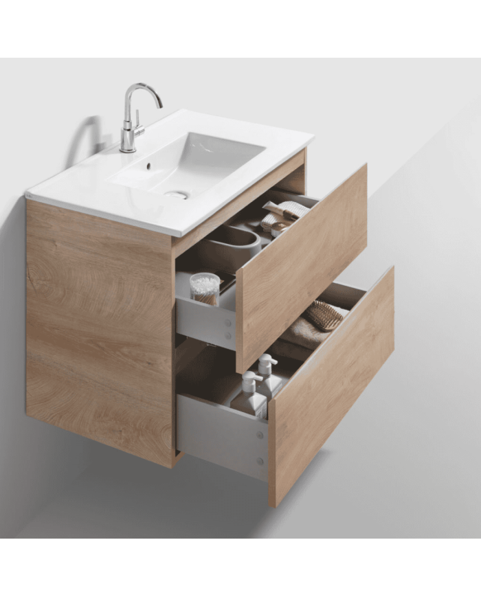 Meuble 80cm 2 tiroirs + miroir LED - InBe - Clou Meuble 80cm 2 tiroirs + miroir LED - InBe - Clou