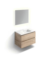 Meuble 80cm 2 tiroirs + miroir LED - InBe - Clou Meuble 80cm 2 tiroirs + miroir LED - InBe - Clou