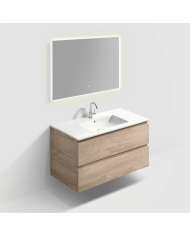 Meuble 100cm 2 tiroirs + miroir LED - InBe - Clou Meuble 100cm 2 tiroirs + miroir LED - InBe - Clou