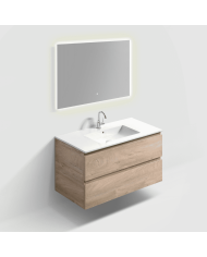 Meuble 120cm 2 tiroirs + miroir LED - InBe - Clou Meuble 120cm 2 tiroirs + miroir LED - InBe - Clou