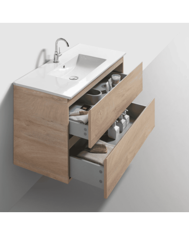 Meuble 120cm 2 tiroirs + miroir LED - InBe - Clou Meuble 120cm 2 tiroirs + miroir LED - InBe - Clou