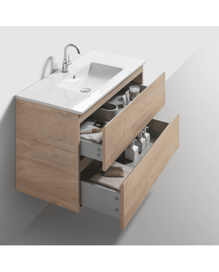Meuble 120cm 2 tiroirs + miroir LED - InBe - Clou Meuble 120cm 2 tiroirs + miroir LED - InBe - Clou