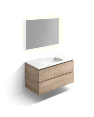 Meuble 120cm 2 tiroirs + miroir LED - InBe - Clou Meuble 120cm 2 tiroirs + miroir LED - InBe - Clou
