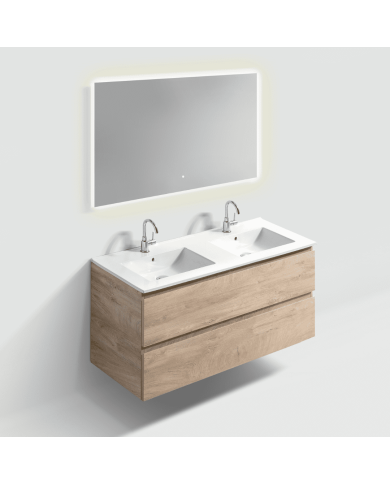 Meuble lavabo double + 2 tiroirs + miroir LED - InBe - Clou Meuble lavabo double + 2 tiroirs + miroir LED - InBe - Clou