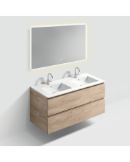 Meuble lavabo double + 2 tiroirs + miroir LED - InBe - Clou Meuble lavabo double + 2 tiroirs + miroir LED - InBe - Clou