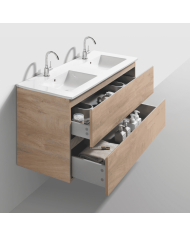 Meuble lavabo double + 2 tiroirs + miroir LED - InBe - Clou Meuble lavabo double + 2 tiroirs + miroir LED - InBe - Clou