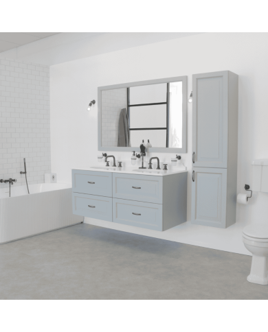 Meuble lavabo 2 vasques L140 et miroir Astoria Aqua Prestige