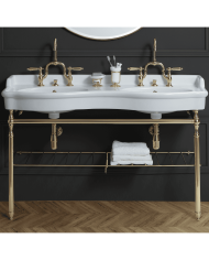 lavabo double vasque Bleu Provence | Céramique rétro 140 cm