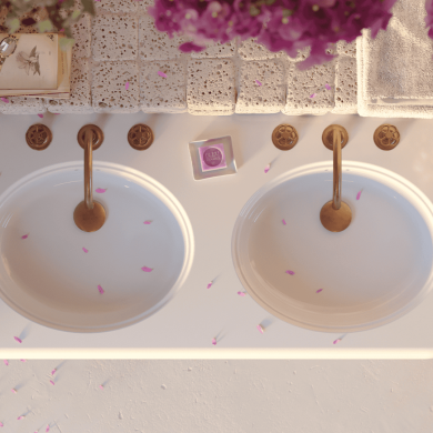 Lavabo Double120cm Romantica - Bleu Provence