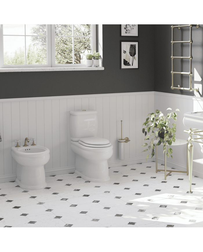 WC monobloc Bleu Provence | Romantica sortie verticale