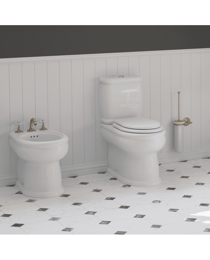 WC monobloc Bleu Provence | Romantica sortie verticale