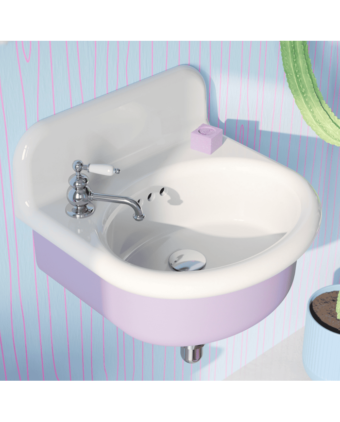 Mélangeur lavabo Bleu Provence | Romantica rétro laiton