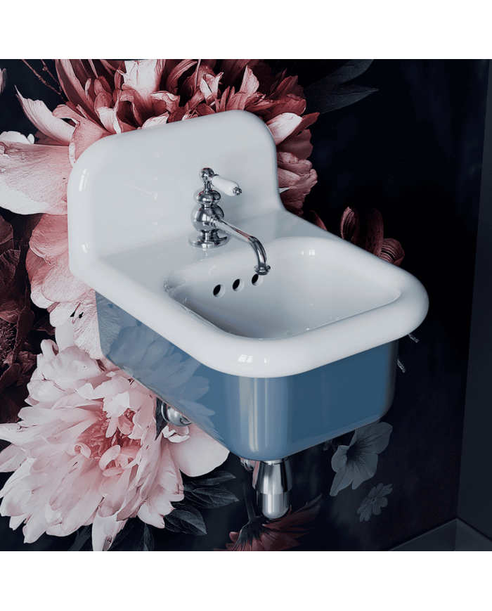 Mélangeur lavabo Bleu Provence | Romantica rétro laiton