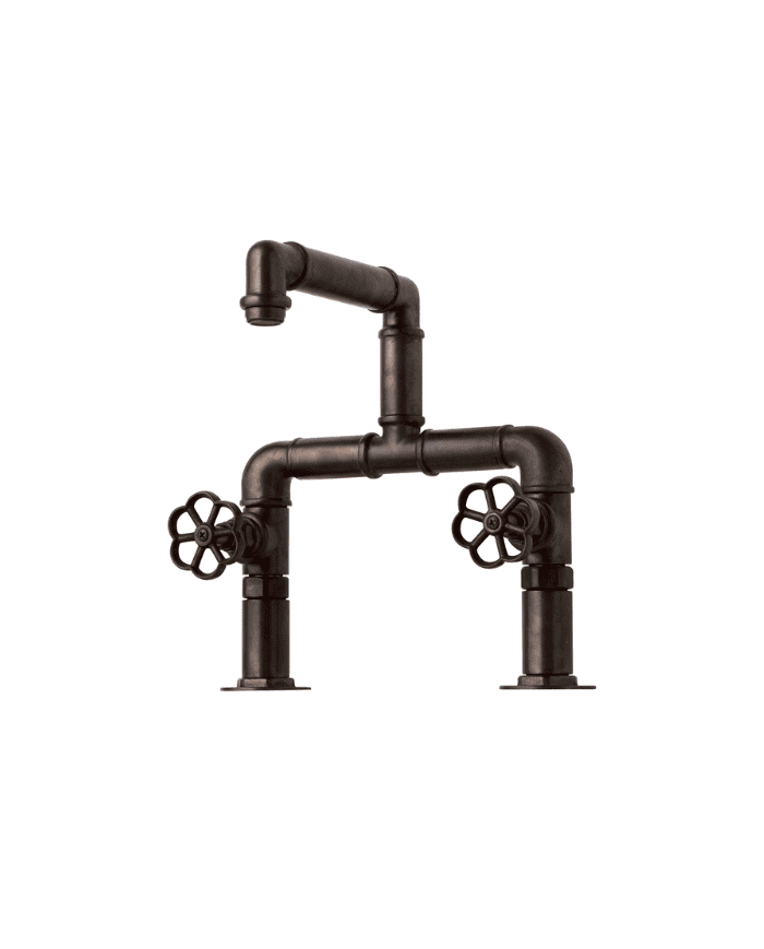 Robinet lavabo Bleu Provence | Style industriel laiton