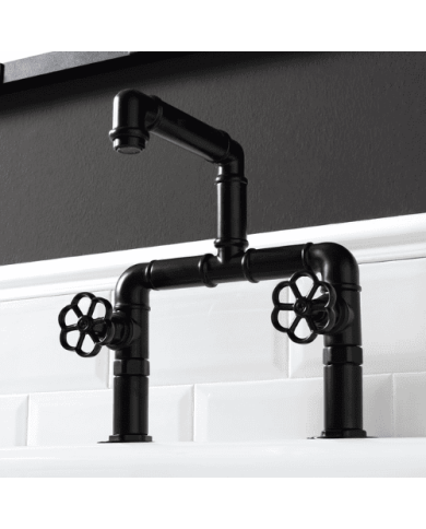 Robinet lavabo Bleu Provence | Style industriel laiton