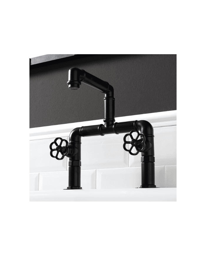Robinet lavabo Bleu Provence | Style industriel laiton