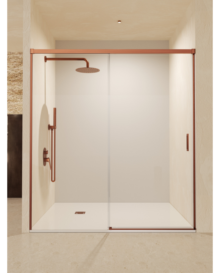 Paroi douche or rose brossé SBX | Zamac & Aluminium