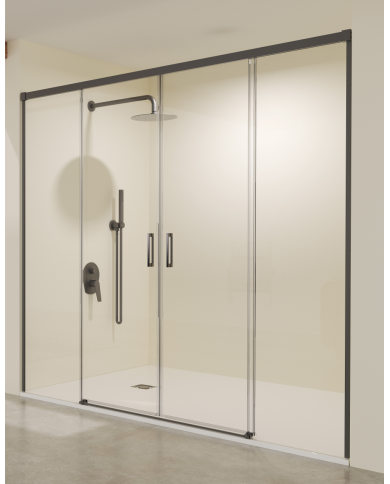 Paroi douche SBX black gun metal | Double coulissante
