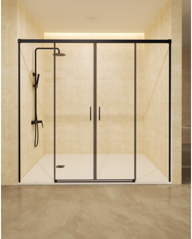 paroi douche double noir mat sbx | Verre 6mm réversible
