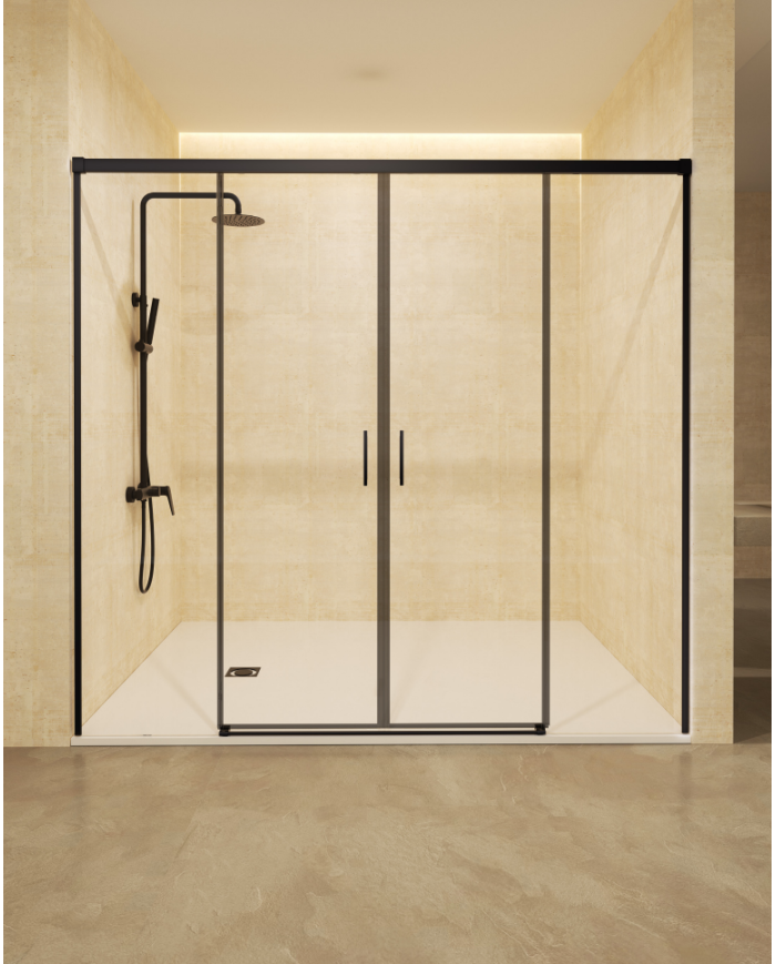 paroi douche double noir mat sbx | Verre 6mm réversible