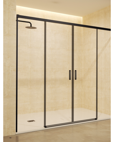 paroi douche double noir mat sbx | Verre 6mm réversible