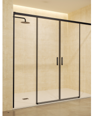 paroi douche double noir mat sbx | Verre 6mm réversible