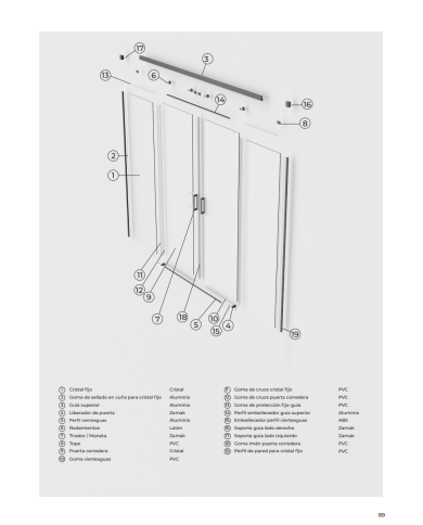 paroi douche double or brossé SBX | 6mm anticalcaire