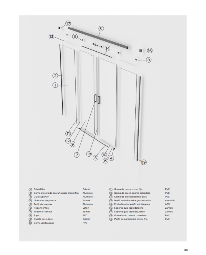 paroi douche double or brossé SBX | 6mm anticalcaire