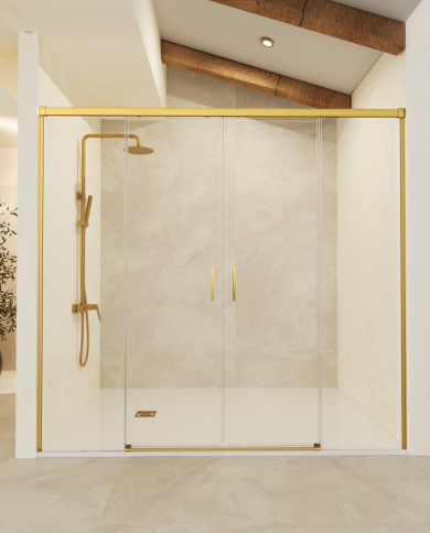 paroi douche double or brossé SBX | 6mm anticalcaire