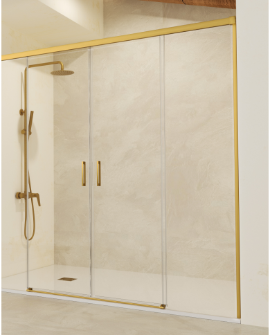 paroi douche double or brossé SBX | 6mm anticalcaire