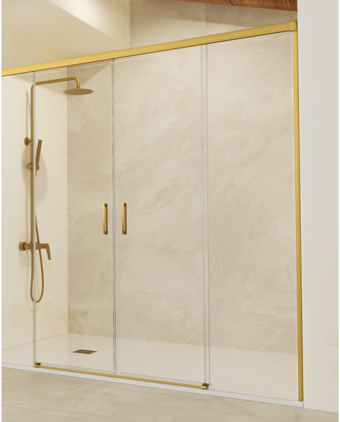 paroi douche double or brossé SBX | 6mm anticalcaire