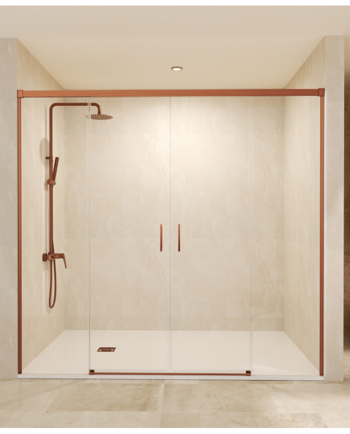 paroi douche or rose brossé sbx | Double vintage 6mm