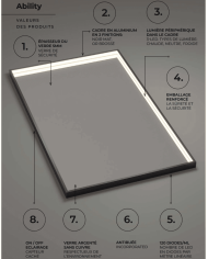 miroir led ability ledimex | 2 finitions élégantes
