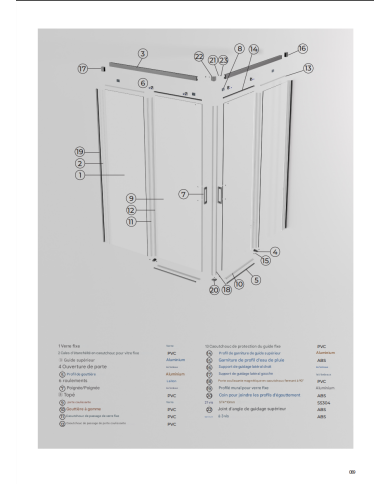 paroi douche angle chromé sbx | sur mesure 6mm