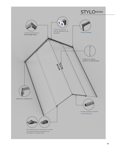 paroi douche angle noir mat sbx | Réversible 6mm