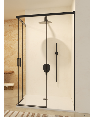 paroi douche angle noir mat sbx | Réversible 6mm