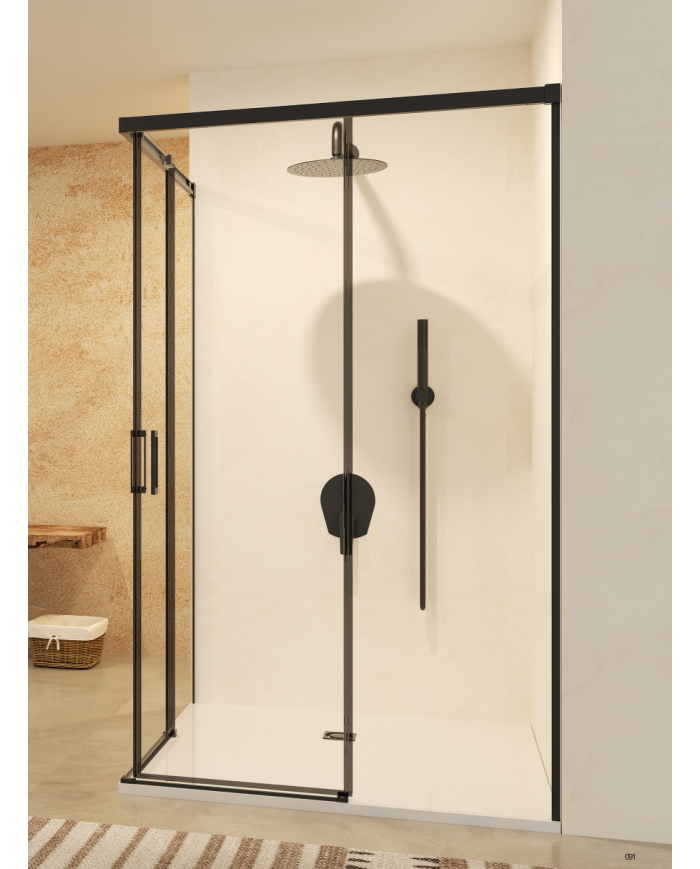 paroi douche angle noir mat sbx | Réversible 6mm