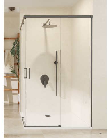 paroi douche angle sbx | Stylo Black Gun Metal